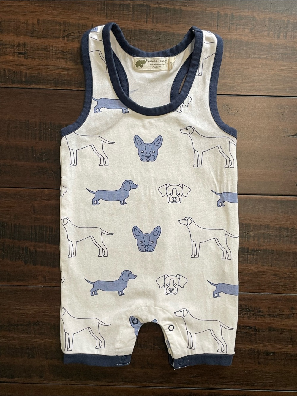 Monica + Andy Dog Print Racerback Shortall Romper